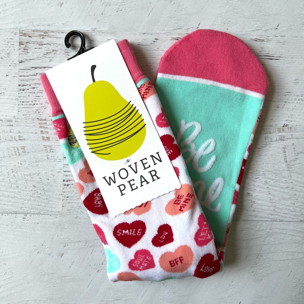 Woven Pear Valentines Be Mine Sock